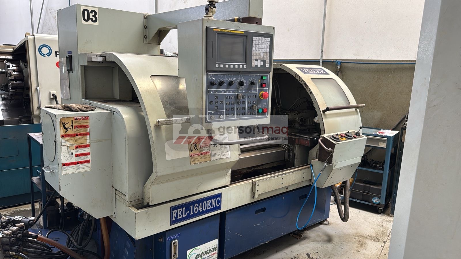 TORNO CNC VEKER FEL 1640 ECN - ANO 2010 - PLACA E CONTRA PONTO HIDRÁULICO